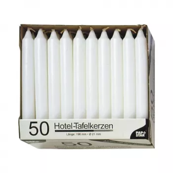 PAPSTAR kaars wit 196 mm hoogte 22 mm diameter, 100 stuks, paraffine, 7 uur brandduur