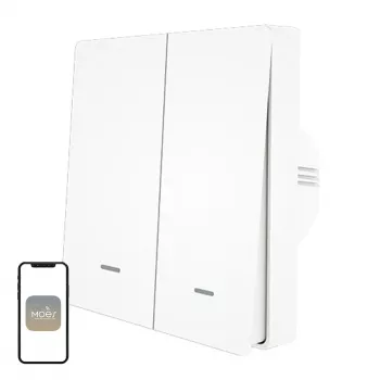 MOES ZS-B-EU2 ZigBee 2-kanaals lichtschakelaar, zonder nulleider, wit