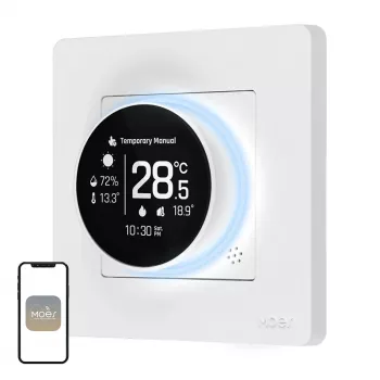 MOES ZHT-SR-GB-WH-MS ZigBee slimme thermostaat voor elektrische verwarming, wit