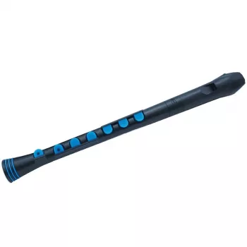 Nuvo Recorder+ zwart en blauw sopraanblokfluit met verwisselbare Duitse en barokke grepen