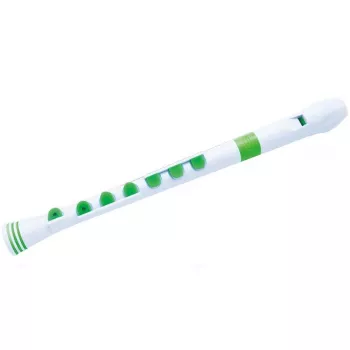 NUVO Recorder+ wit-groene sopraanblokfluit, Duitse grepen, C-stemming, ABS-kunststof, met etui, reinigingsstaaf en grepentabel