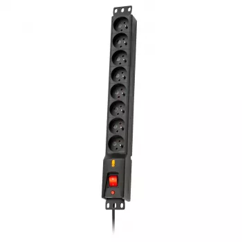 Lestar LXRM 816 16A 8-voudige 19 inch rack-PDU met Schuko-stopcontacten, 5m kabel