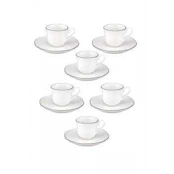 LA PORCELLANA BIANCA Teresa espressokopjes-set met schoteltjes, 90 ml, porselein, wit, 12 delen