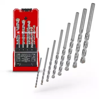 Einhell 38080 steenboor-set, 8-delig, 3-10 mm, wolfraamcarbide punt, koolstofstaal
