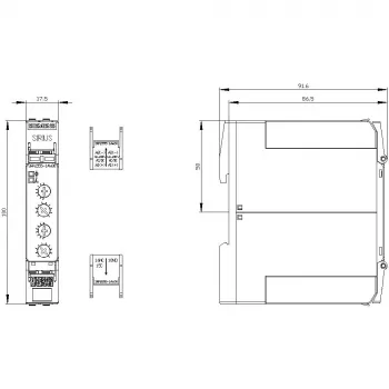 Siemens 3RP25551AW30 asymmetrische knipperrelais, 24-240 V AC/DC, 2 CO, 0,05 s - 100 h, DIN-rail