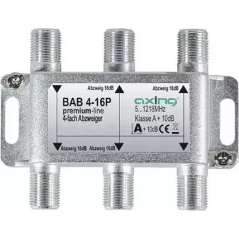 AXING BAB 4-16P - 4-voudige satelliet-aftakker, 16 dB aftakdemping, 5-2400 MHz, F-connectors
