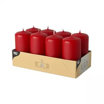 PAPSTAR Stompkaarsen 10 cm, rood, verpakking van 8 (17987)