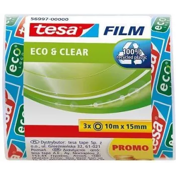 tesa tesafilm eco & clear Plakband, 10 m x 15 mm, transparant, 3 rollen 56997-00000-01