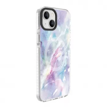 Evelatus Apple iPhone 15 Plus PC+TPU hoesje met MagSafe – Custom Marble Purple