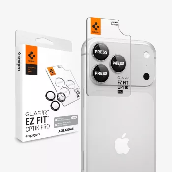 Spigen Optik Pro GLAS.tR EZ FIT camera-objectief beschermglas 2-pack voor iPhone 18 Pro / 18 Pro Max - zilver