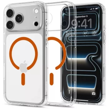 Spigen Ultra Hybrid MagSafe hoes voor iPhone 17 Pro / 18 Pro - transparant/oranje