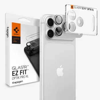 Spigen Optik Pro GLAS.tR EZ FIT camera-objectiefbescherming voor iPhone 18 Pro – zilver