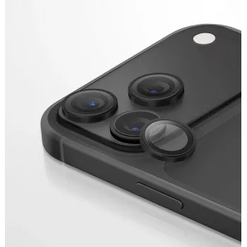 UNIQ Optix Aluguard (DX2) camera-objectiefbescherming voor iPhone 18 Pro / iPhone 18 Pro Max – zwart met applicator