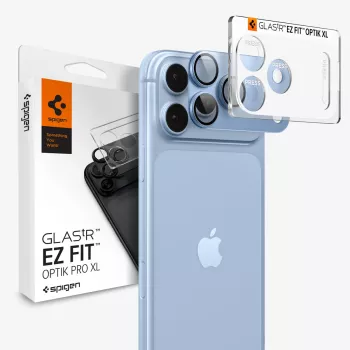 Spigen Optik Pro XL GLAS.TR EZ FIT camera-objectiefbeschermglas voor iPhone 18 Pro Max – lichtblauw