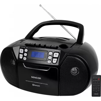 SENCOR SPT 3907B CD BT MP3 USB AUX draagbare cd-speler met Bluetooth en FM-radio, zwart