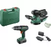 Bosch DIY set UniversalImpact 18V + AdvancedOrbit 18V, 2x 2,0Ah Li-Ion accu, accu-slagboorschroevendraaier + accu-excenterschuurmachine, groen (06039D410A)