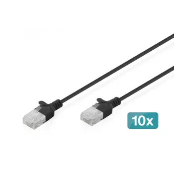 DIGITUS slimme Cat6 U/UTP patchkabel RJ45, 0,3 m, zwart, LSZH, 10-pack