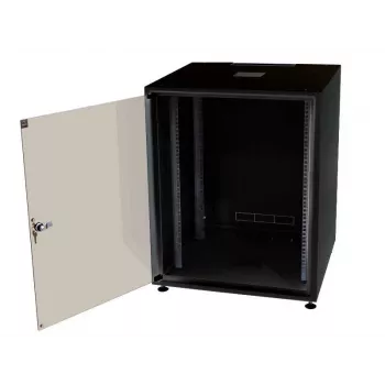 IT-BUDGET 19 inch netwerkkast SJB, 12U, 600x600 mm (BxT), glazen deur, achterwand, zwart