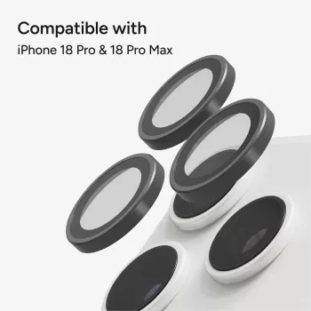 Zagg Glass Elite antireflectie cameraringen voor iPhone 18 Pro Max / 17 Pro Max / 18 Pro / 17 Pro zilver