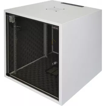 Silence Rack Office 12U 19 inch geluiddempende rack met stille ventilator en glazen deur, 600 x 600 mm, lichtgrijs (SRO126060)