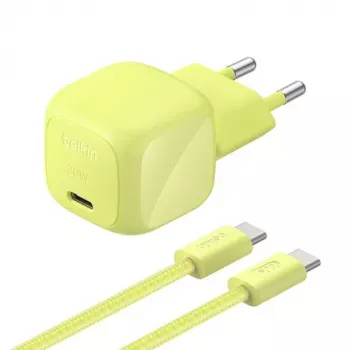 Belkin BOOST Charge USB-C/USB-C 30W PD oplader met PPS, Citrus + 2 m USB-C kabel (WCA008KQ2MGR-B6)
