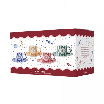 Bialetti Candyland set van 4 kopjes met schotels 80 ml