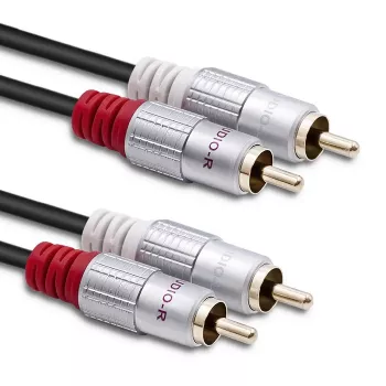 Qoltec 2x cinchstekker naar 2x cinchstekker audiokabel, 0,5 m, zwart (52335)