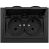 VCX WESA LC-53C dubbel stopcontact met klep en aarding, zwart