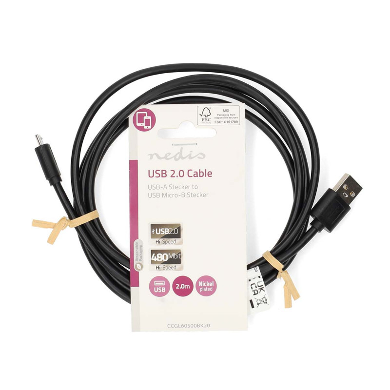 Nedis USB-A-kabel, 2 m