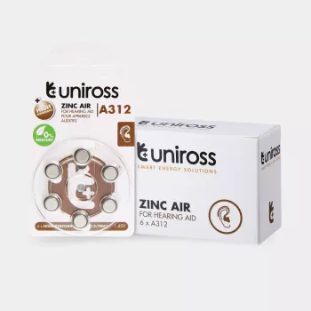 Uniross A312 knoopcelbatterijen voor hoortoestellen 148mAh, 6 stuks