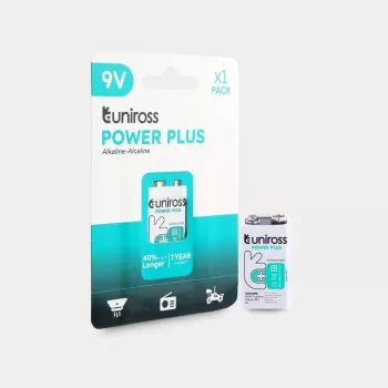 Uniross Power Plus alkalinebatterij 6LR61 9V 600mAh, 1 stuk