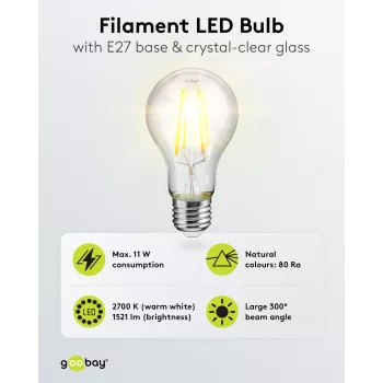 Goobay LED-lamp, 1521 lm, 2700 K warmwit, 11 kWh, energieklasse D (65397)