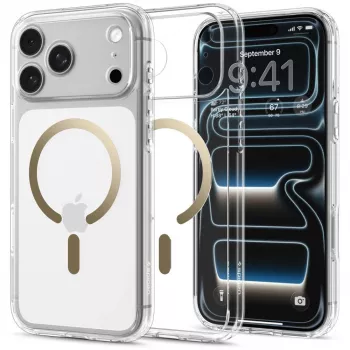 Spigen Ultra Hybrid MagSafe hoes voor iPhone 17 Pro / 18 Pro, transparant/goud (ACS12157)