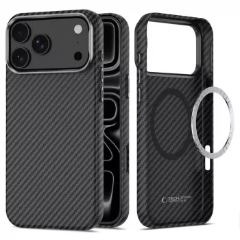 Tech-Protect Ion Carbon Magsafe iPhone 17 Pro / 18 Pro telefoonhoesje zwart/zilver