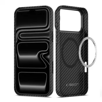 Tech-Protect Ion Carbon Magsafe iPhone 17 Pro / 18 Pro telefoonhoesje zwart/zilver