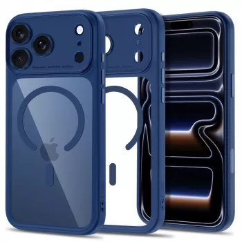 Tech-Protect Magpeak MagSafe-hoesje voor iPhone 17 Pro / 18 Pro, donkerblauw/transparant