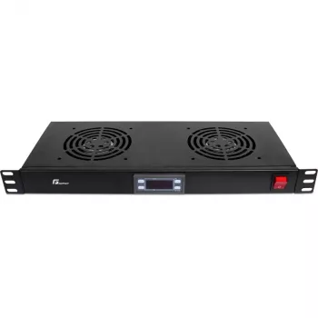 Getfort 1U rack-ventilatorpaneel met 2 ventilatoren en thermostaat (GF-FAN2TR)
