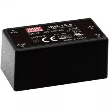 Mean Well IRM-15-24 voeding, 15 W, 0,63 A, 85-264 V ingang – zwart