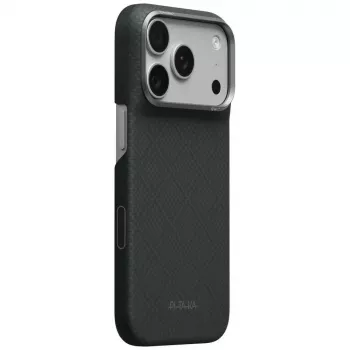 PITAKA Edge Case Argyle MagSafe-hoes voor iPhone 18 Pro / 17 Pro, basaltzwart