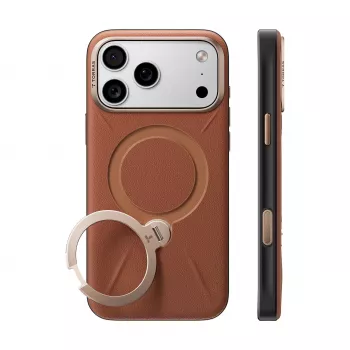 TORRAS Ostand Q3 VegSkin hoesje voor iPhone 18 Pro / 17 Pro, MagSafe-compatibel, bruin
