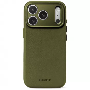 Decoded Leather Backcover – leren hoes voor iPhone 18 Pro Max / 17 Pro Max, compatibel met MagSafe (mosgroen)