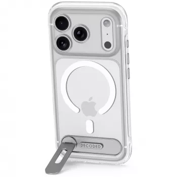Decoded AntiMicrobial Hybrid Stand Backcover – hoes met standaard voor iPhone 18 Pro / 17 Pro, compatibel met MagSafe (transparant)