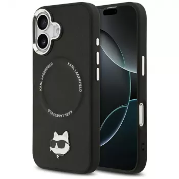 Hoesje Karl Lagerfeld Choupette Pin MagSafe voor iPhone 17 zwart