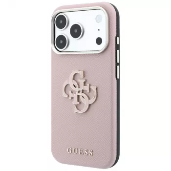Guess genarbde & grote resin-logo hoes voor iPhone 18 Pro / 17 Pro, roze