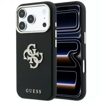 Guess Smooth & Big Strass Logo hoes voor iPhone 18 Pro / 17 Pro, zwart