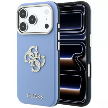Guess Smooth & Big Strass Logo hoesje voor iPhone 18 Pro Max / 17 Pro Max, blauw