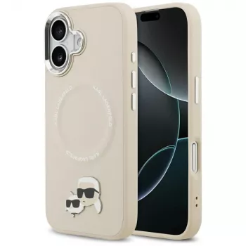 Karl Lagerfeld Karl & Choupette Pins MagSafe hoesje voor iPhone 17, beige
