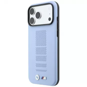 BMW M Blue Perfo Metal Logo MagSafe hoesje voor iPhone 18 Pro / 17 Pro, blauw