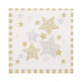 PAPSTAR servetten Stardust wit, goud 3-laags 33,0 x 33,3 cm, 100 stk.