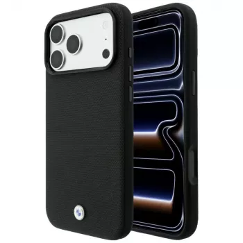 BMW Kevlar Metal Logo MagSafe-hoes voor iPhone 18 Pro / 17 Pro, zwart